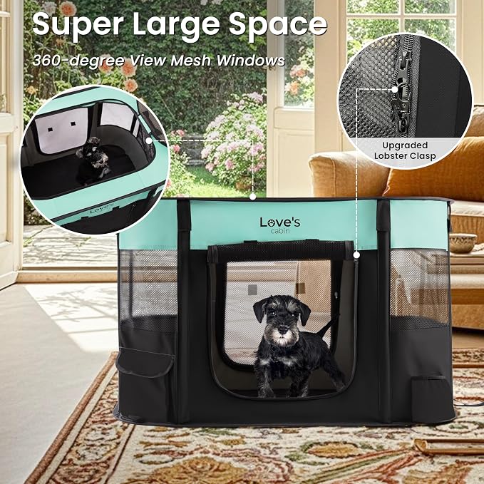Love's cabin Pet Puppy Dog Playpen, Small Dog Tent Crates Cage Indoor/Outdoor, Portable Exercise Playpen for Dog and Cat, Foldable Pop Up Dog Kennel Playpen with Carring Case (S, Green)
