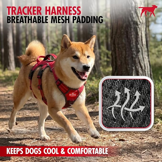 Tuff Pupper Escape Proof No Escape Dog Harness | 5 Point Adjustable Fit Harness for Dogs | Padded Dog Harnesses | Handle Dog Lift Harnesses