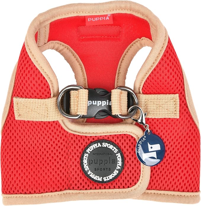 Puppia Soft Vest Dog Harness II Mesh Step-in All Season No Pull No Choke Walking Training for Small & Medium Dog - RED - XL