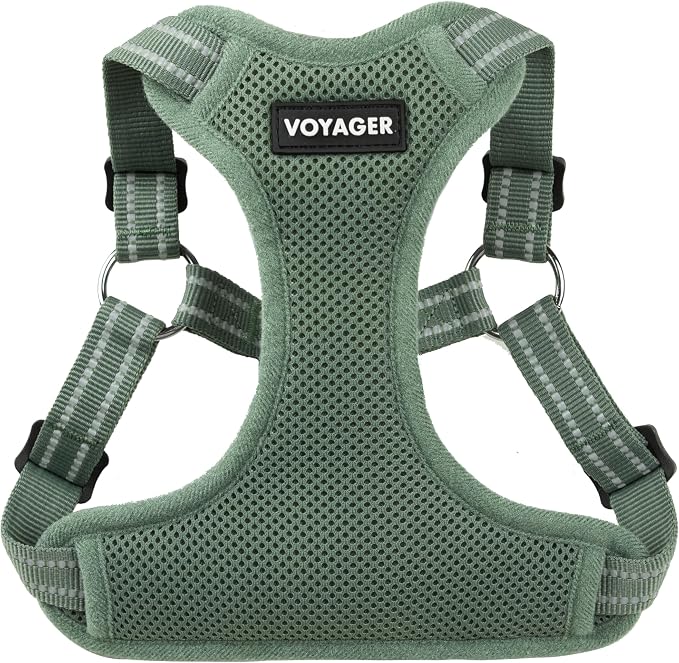 Voyager Step-in Flex Adjustable Dog Harness - Moss Green, X-Small | 13 - 16" in Chest, Fully Adjustable, Reflective Bands, All Weather Breathable Air Mesh, Lightweight, Fast Drying
