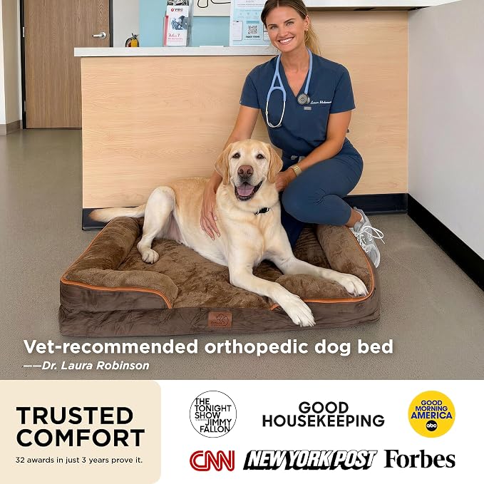 Bedsure Orthopedic Dog Beds for Small Dogs - Washable Small Dog Cat Bed Waterproof, Comfort Pet Couch Sofa with Washable Removable Cover, Pets Bed with Nonskid Bottom, Blue Navy, 24"