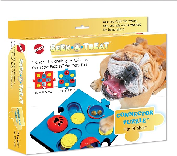 SPOT by Ethical Products Interactive Seek-A-Treat Flip 'N' Slide Dog Toy Puzzle | Dog Reward Toy Connector Puzzle Improves Your Dog's IQ | Specially Designed for Training Treats (Pack of 2)