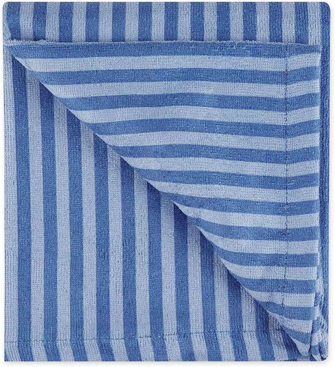 DII Design Embroidered Pet Towel, 44 x 27.5", Striped Blue