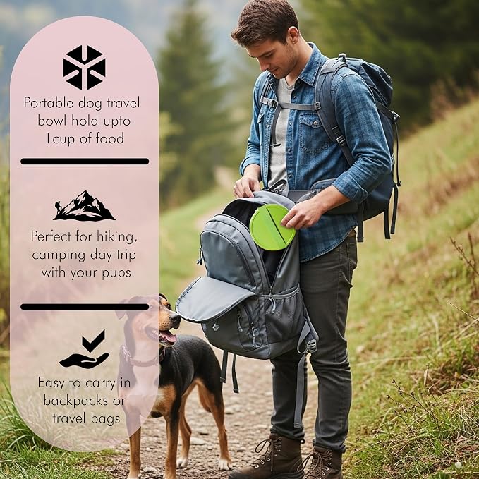 Barkin' Trails Travel Dog Bowl, Portable Outdoor Water, Matcha
