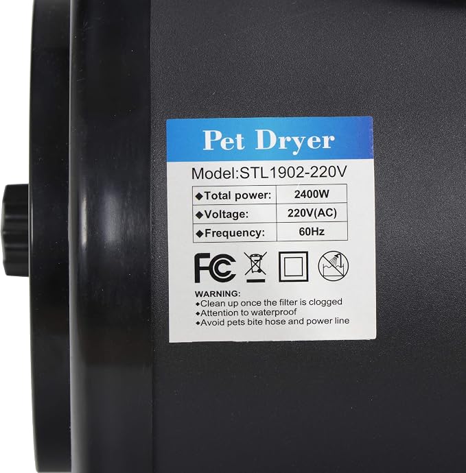 ZENY Dog Dryer, Pet Grooming Blower with Heater for Cat/Dog, 2400W Speed-Adjustable Pet Hair Dryer, with 4 Different Nozzles + 2 Filter, Black