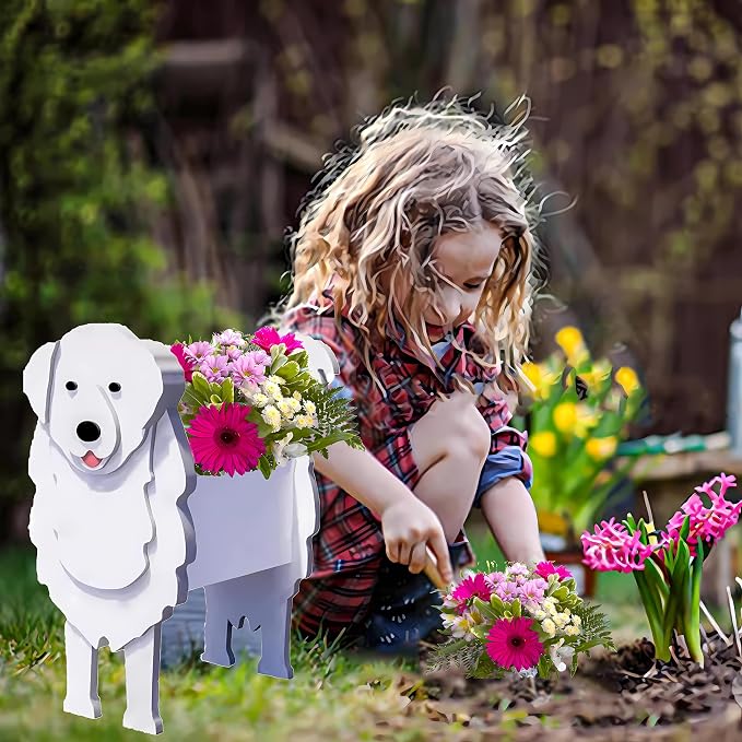 Great Pyrenees Dog Planter Pots, Animal Shaped Flower Pot