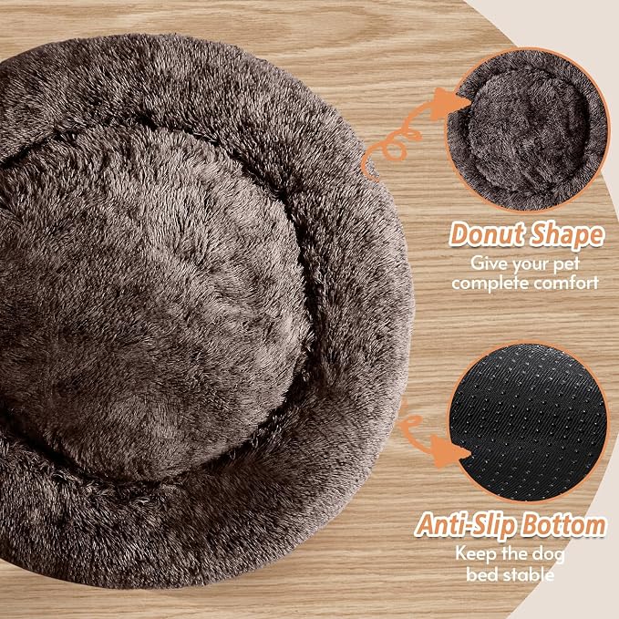 JOLLYVOGUE 20" Calming Donut Dog & Cat Bed