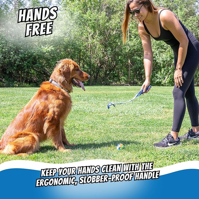 Chuckit! EcoFetch Dog Ball Launcher 18" with Medium 2.5" Ball, Dogs 20-60 | Made in USA, fetch thrower reduces bending for easy pickup and cleaner hands, keeps active pups running outdoors every day