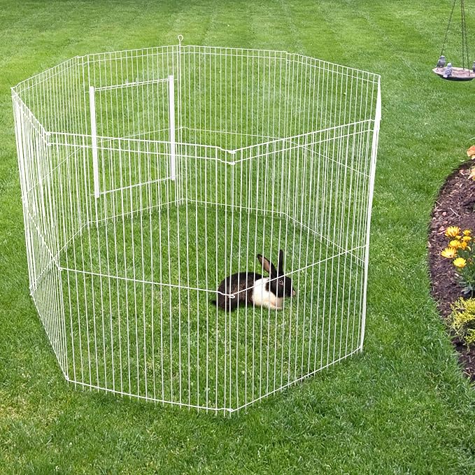 Ware Manufacturing Large Canvas 8-Panel Clean Living Small Pet Playpen Cage, White