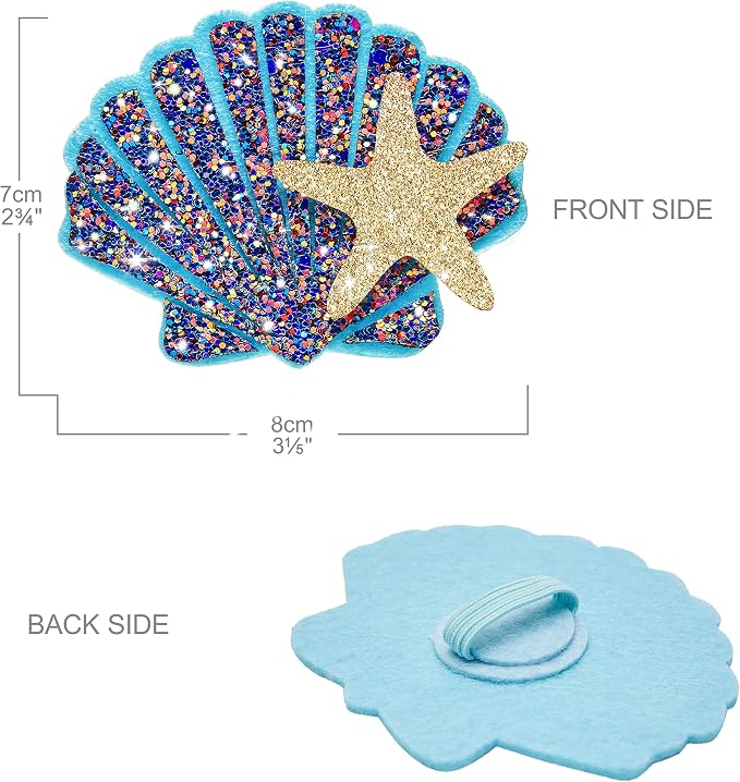 Blueberry Pet Summer Sparkle Dog Collar, Adjustable Small Size, Neck 12"-16", Pink and Blue, Ocean Mermaid Scales Print Nautical Pet Collar with Detachable Seashells Accessory