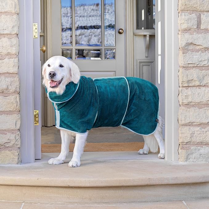 Lucky Pooch® Dog Robe - Luxurious Dog Bathrobe - Ultra Absorbent Dries Your Dogs in Minutes! Double-Layer, Super Soft Towel and Bath Robe All in One (XXL, Teal)