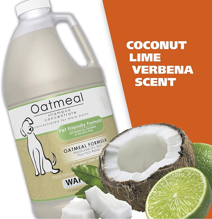 Wahl USA Dry Skin & Itch Relief Pet Shampoo for Dogs – Oatmeal Formula with Coconut Lime Verbena Scent - 64 Oz - Model 821004-050 (Pack of 4)