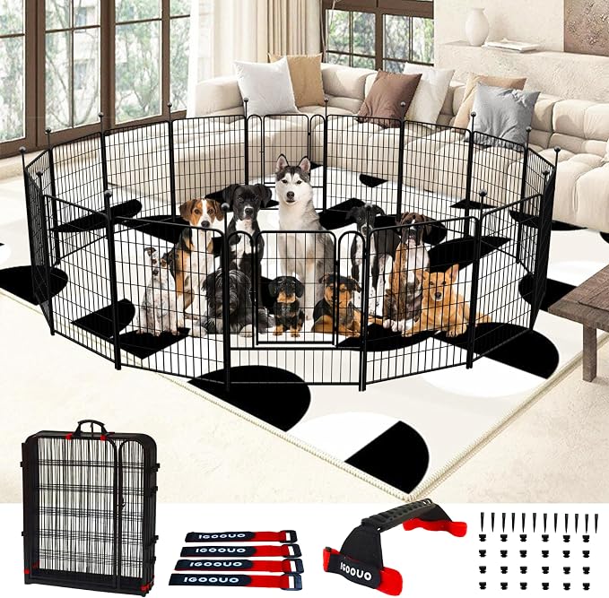 Rustproof Dog Playpen with Stakes, 36in 12 Panels