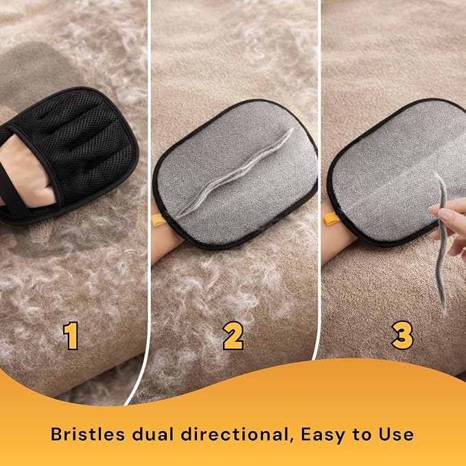 Wolfster Pet Hair Removal Glove for Cats & Dogs - Five-Finger Electrostatic Reusable Pet Hair Remover for Couch, Sofa, Carpet, Car Seat, Bedding & Clothing, Lint Roller Alternative, Eco-Friendly