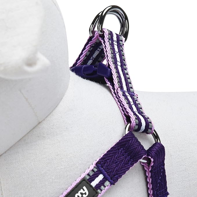 Blueberry Pet 5 Colors Step-in 3M Reflective Multi-Colored Stripe Padded Dog Harness, Chest Girth 20" - 26", Orchid & Lavender, Medium, Adjustable Harnesses for Dogs