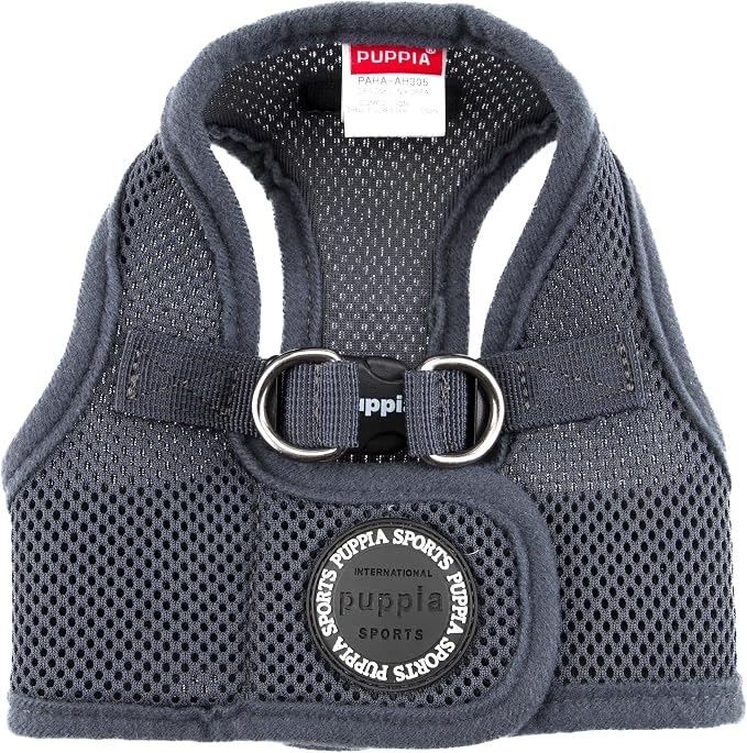 Puppia Soft Vest Dog Harness Step-in Padded Mesh No Choke No Pull Comfortable Walking Running Training for Small Medium Large Dogs, Grey, XXX-Large