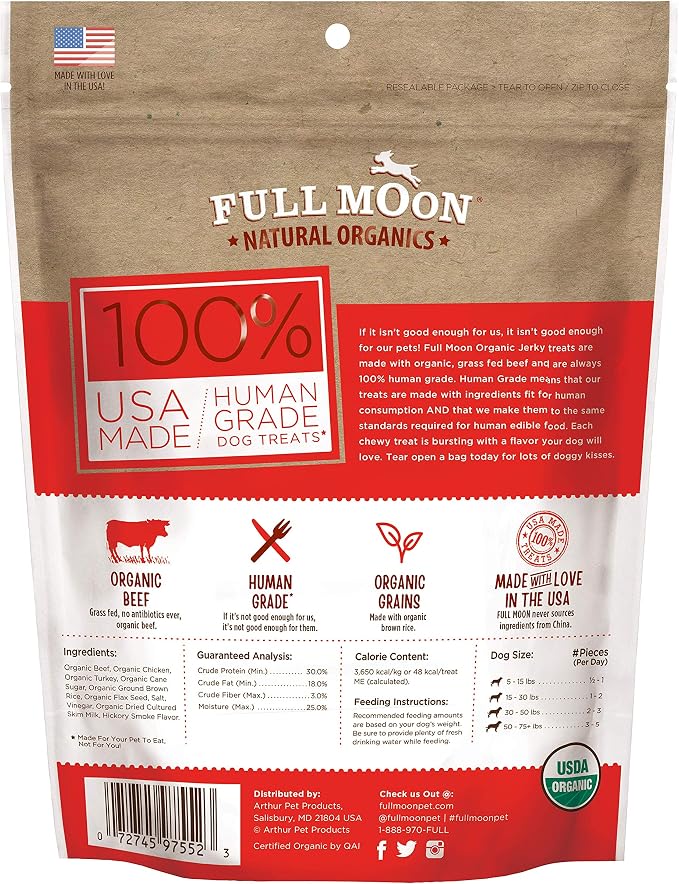 Full Moon Organic Grass-Fed Beef Jerky Dog Treats - 28oz