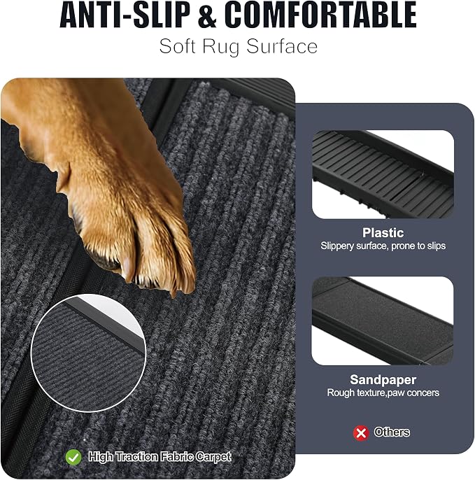71'' & 19" Extra Wide Dog Ramp for Large Dogs, Foldable Aluminum Portable Pet Ramp with Non-Slip Surface for SUVs, Trucks and High Beds up to 250lbs