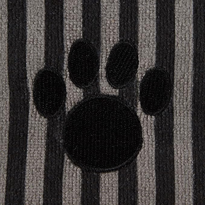 Bone Dry Pet Grooming Towel Collection Absorbent Microfiber X-Large, 41x23.5", Striped Black