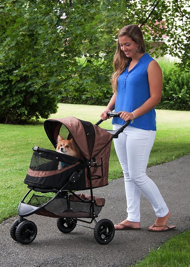 Pet Gear No-Zip Special Edition 3-Wheel Pet Stroller - Espresso