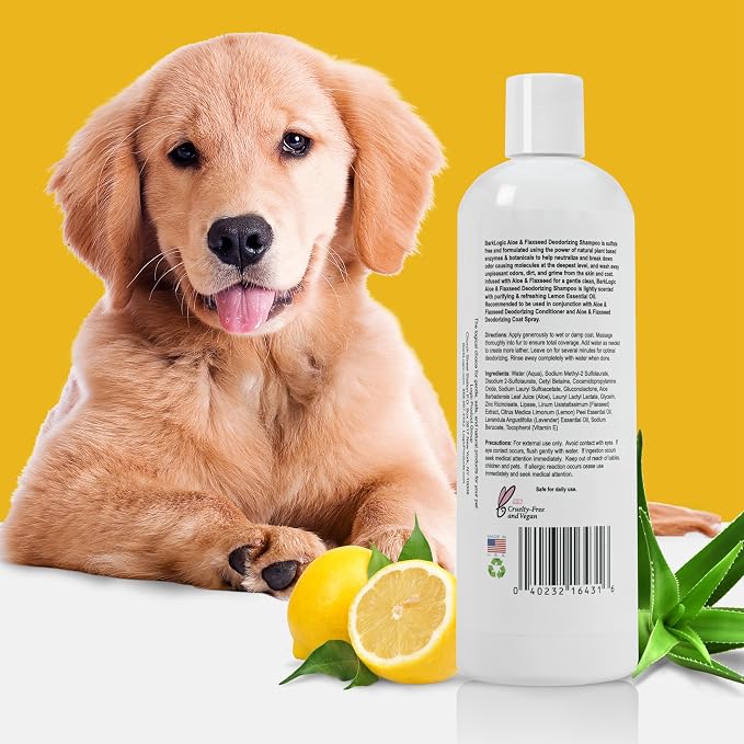 BarkLogic Dog & Puppy Deodorizing Shampoo, 16oz, Lemon, Made in USA