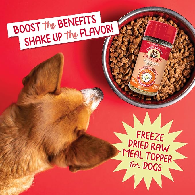 Charlee Bear Necessities Freeze Dried Dog Food Topper, Immune Health Support, Grain Free, High Protein, Limited Ingredient Meal Toppers for Dogs, Beef Recipe, 5 Ounce