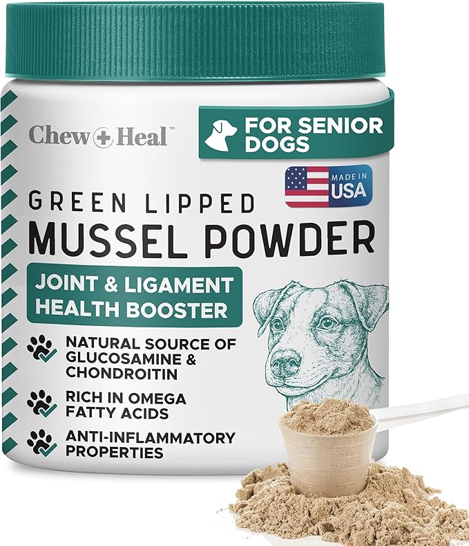 Green Lipped Mussel for Dogs - 2.12 oz of Green Lipped Mussel Powder for Dogs - Good for Joint and Ligament Health - Made in The USA