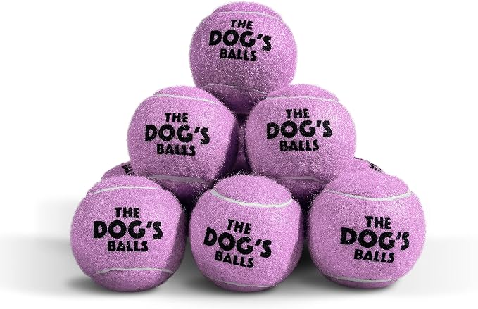 The Dog's Balls Dog Tennis Balls Tough 2.5" 12-Pack Purple Floats in Water | Our fetch balls combine non-abrasive felt exterior and a thicker rubber core Durable Dog Toy for Outdoor Play & Training
