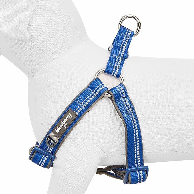Blueberry Pet Soft & Comfy 3M Reflective Step-in Pastel Color Padded Dog Harness, Chest Girth 26" - 39", Navy, Large, Adjustable Harnesses for Dogs