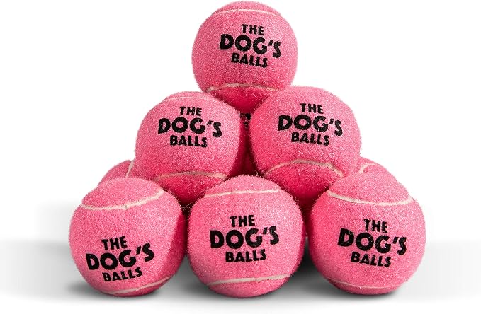 The Dog's Balls Dog Tennis Balls Tough 2.5" 12-Pack Pink Floats in Water | Our fetch balls combine non-abrasive felt exterior and a thicker rubber core Durable Dog Toy for Outdoor Play & Training