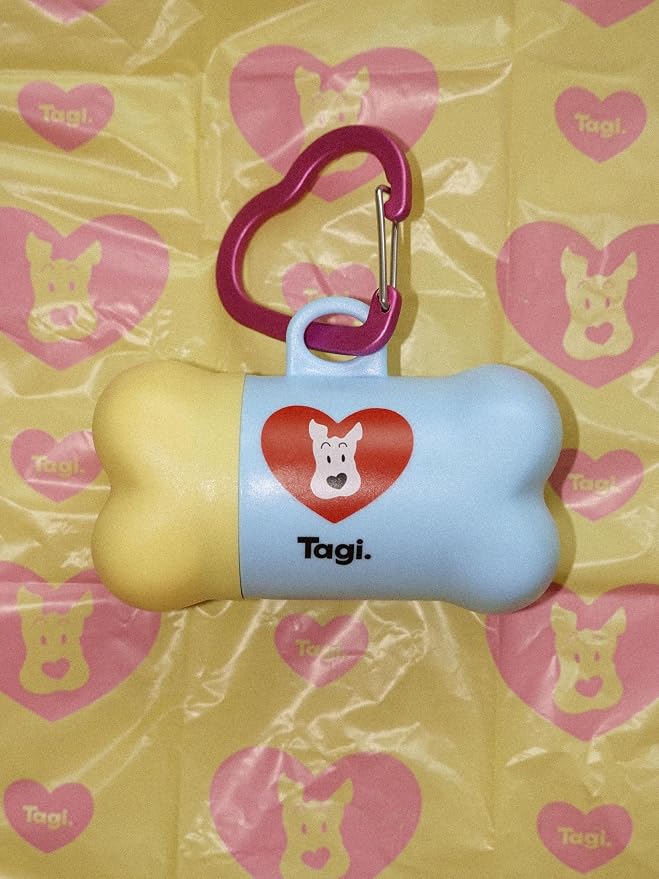 Tagi. The Fruits of Love Dog Poop Bag Rolls with Dispenser, Portable Pet Waste Bags for Dog Walking, Leak Proof and Extra Thick, 1 Berry Poop Bag Holder and 8 Roll Bags