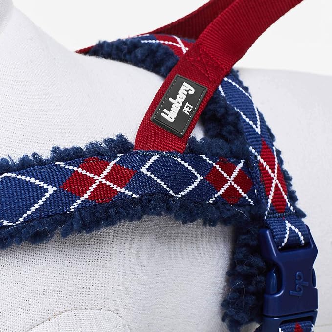 Blueberry Pet Soft & Comfy Scottish Argyle Fleece Padded Dog Harness