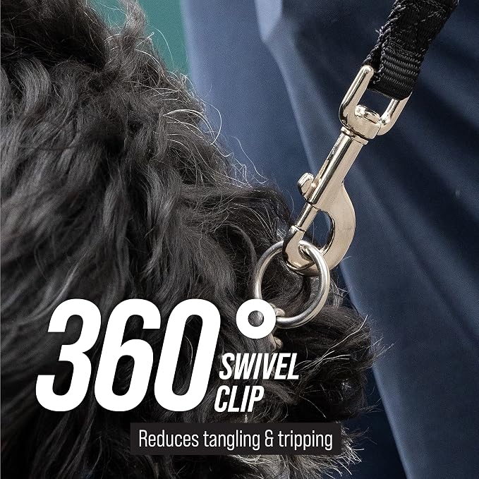 Leash Boss Free Range - Long Dog Leash for Large Dogs + Drawstring Backpack - 1 Inch Nylon Training Lead with Padded Handle (Black) (100 Ft)