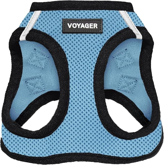 Voyager Step-in Air Dog Vest Harness - Baby Blue/Black Trim, Small | 14.5-16" in Chest, Reflective Bands, All Weather Breathable Air Mesh, Cats Compatible, Lightweight, Fast Drying