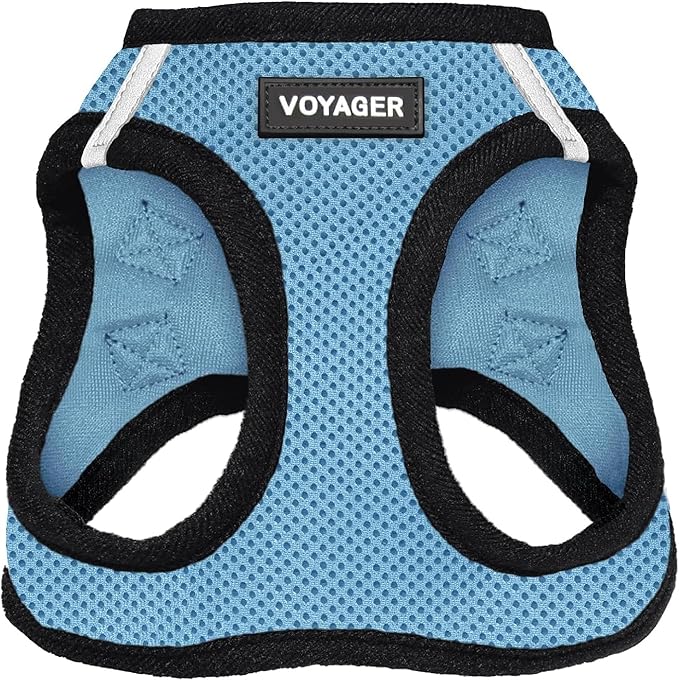Voyager Step-in Air Dog Vest Harness - Baby Blue/Black Trim, Large | 18- 20.5" in Chest, Reflective Bands, All Weather Breathable Air Mesh, Cats Compatible, Lightweight, Fast Drying
