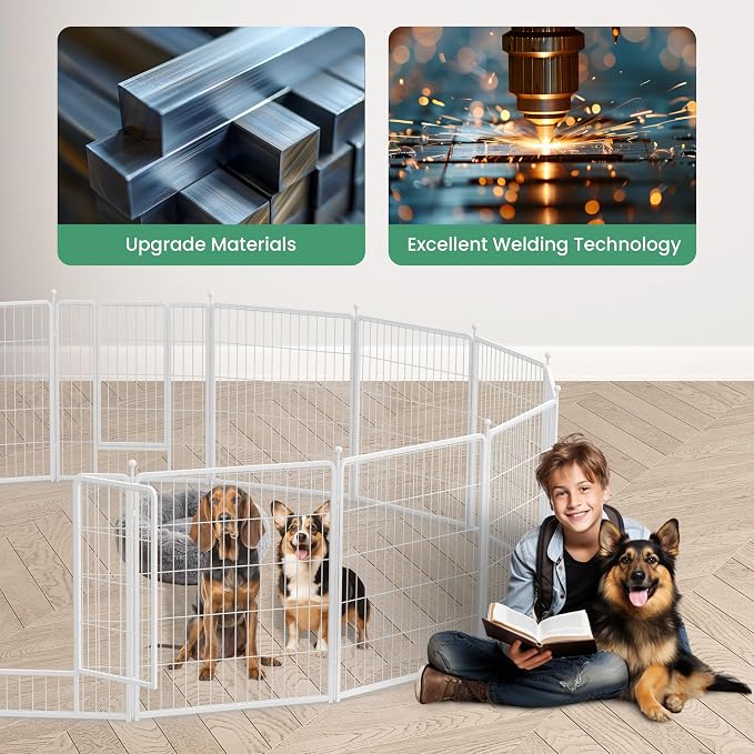 HealSmart Dog Playpen, 32in 16 Panels, White