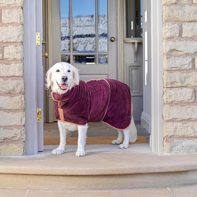 Lucky Pooch® Dog Robe - Luxurious Dog Bathrobe - Ultra Absorbent Dries Your Dogs in Minutes! Double-Layer, Super Soft Towel and Bath Robe All in One (XL, Plum)