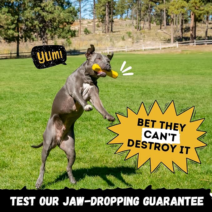 Indestructible Stick Dog Toy - Lifetime Replacement - Durable Chew Toy for Aggressive Chewers - Safe Non-Toxic Natural Rubber - Chew Tug & Fetch - Tough, Heavy Duty - Med/Large Breed, 8”x2”