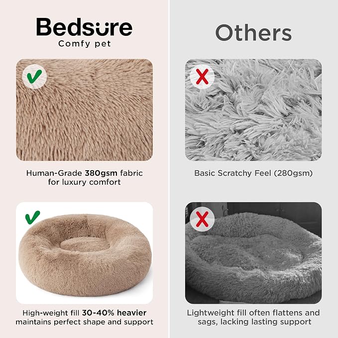 Bedsure Calming Dog Bed Medium Size Dog Donut Washable Pet Bed,30in 2 Pack