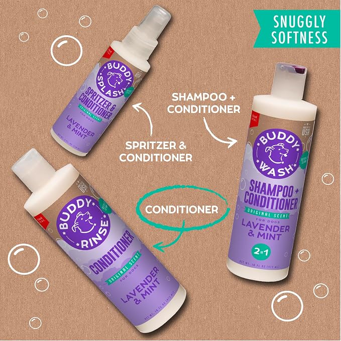 Buddy Rinse Conditioner for Dog Grooming Dog, Lavender & Mint, 16 oz. Bottle | Buddy Rinse conditioner for dog grooming dog, lavender & mint scent, 16 oz. bottle