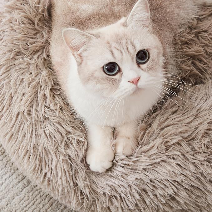 Western Home Calming Donut Cat Bed Small Dog Bed Washable,20" Brown