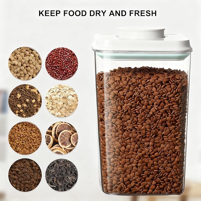 Dog-Cat Treat Container Pop Pet Food Storage Container for Kibble & Treats with Stackable Pop Lid Plastic Container for Home Kitchen Organizer 2.8qt