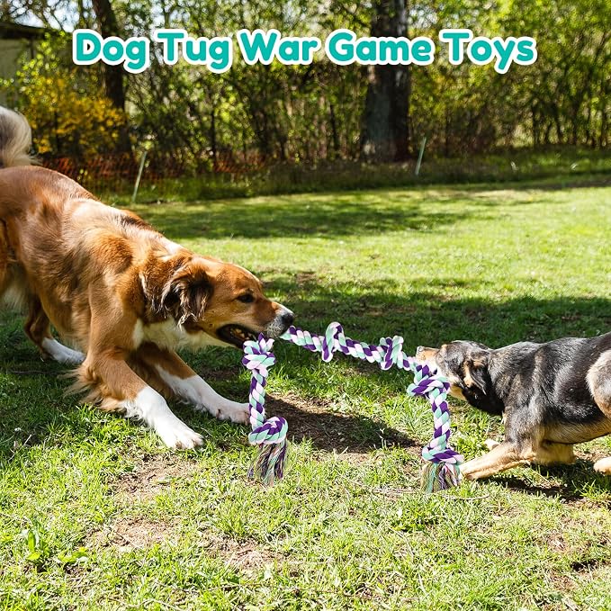 loncoldy Dog Rope Toy 42In 6 Knots Indestructible Natural Cotton - Tough Chew Toys for Medium/Large Breeds Aggressive Chewers, Daily Companionship, Heavy Duty Tug of War Dog Pull Rope Teeth Cleaning
