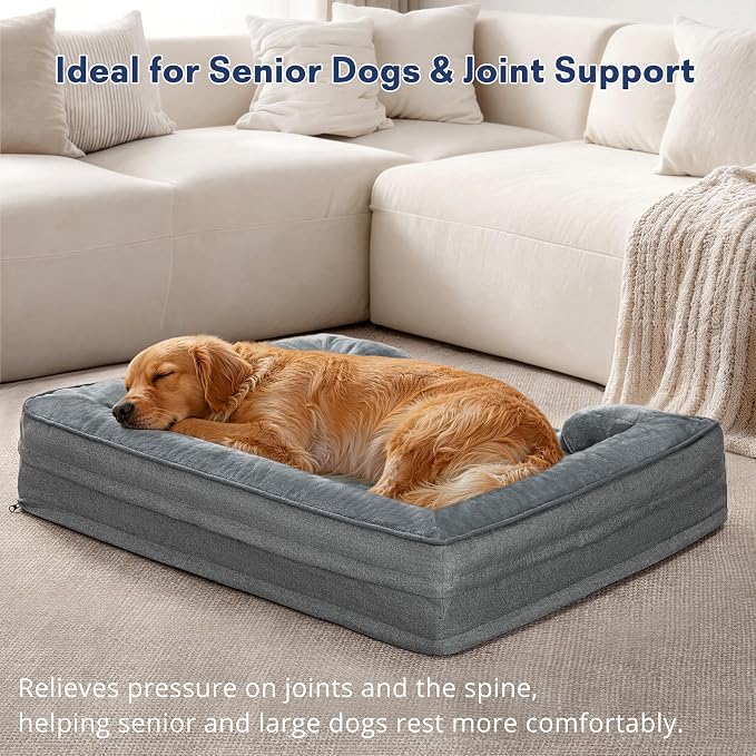 aodisman Orthopedic Memory Foam Dog Bed - Medium, Grey