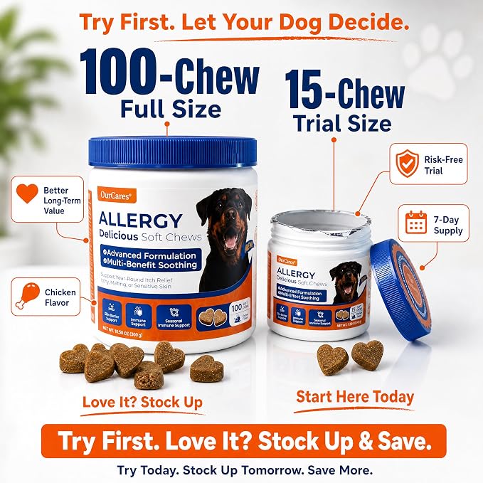 Dog Allergy Chews Anti-Itch Skin & Coat Probiotics 15 Chews