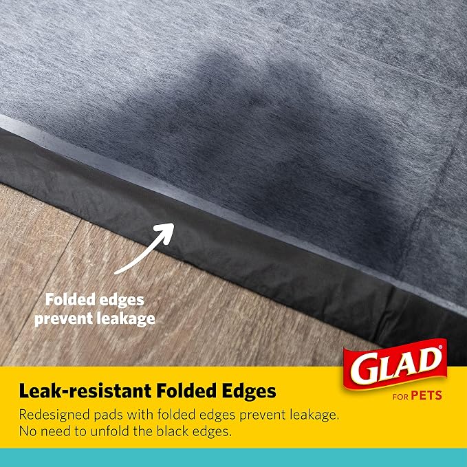 Glad for Pets Black Charcoal Puppy Pads - Super Absorbent Disposable Dog Pee Pads, Potty Training Pads, and Pet Supplies - Grey Dog Pee Pads for Crate Training and Indoor Use 17.5" x 23.5" - 120 Count