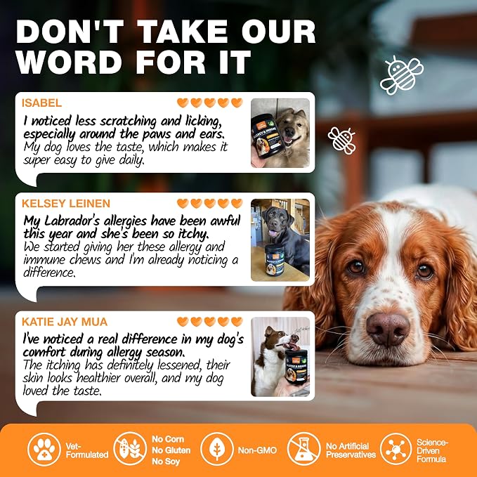 Dog Allergy Relief Chews for Itchy Skin, Licking Paws, Hot Spots & Immune
