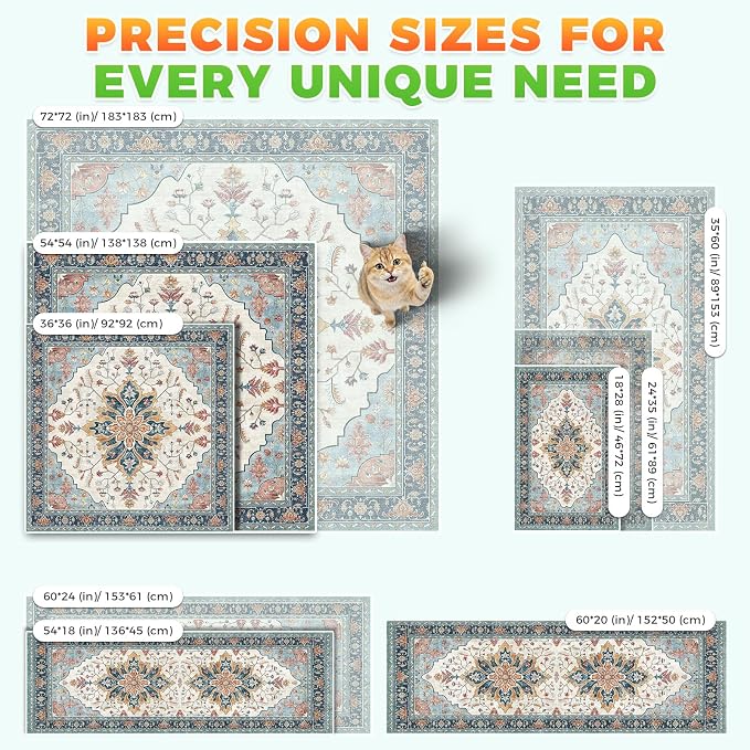 Hompet Cat Litter Mat 2 Pack, 18x54 Large Machine Washable Trapping Mats for Cats, Super Absorbent & Urine-Proof Cat Litter Box Mat for Floor, Waterproof & Non Slip Kitty Litter Rug