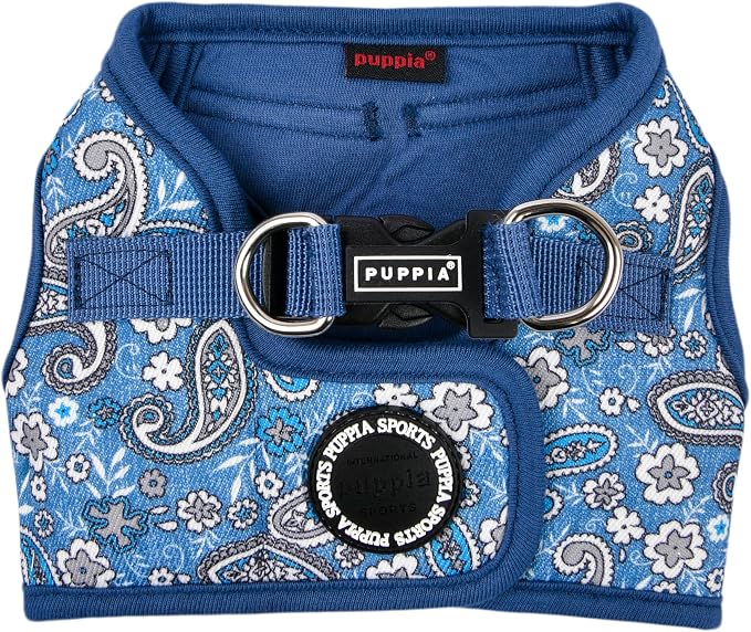 Puppia Cynthia Dog Vest Harness B (Step-in) Fashionable Paisley Pattern Spring Summer Harness for Small and Medium Dogs, Blue, Large