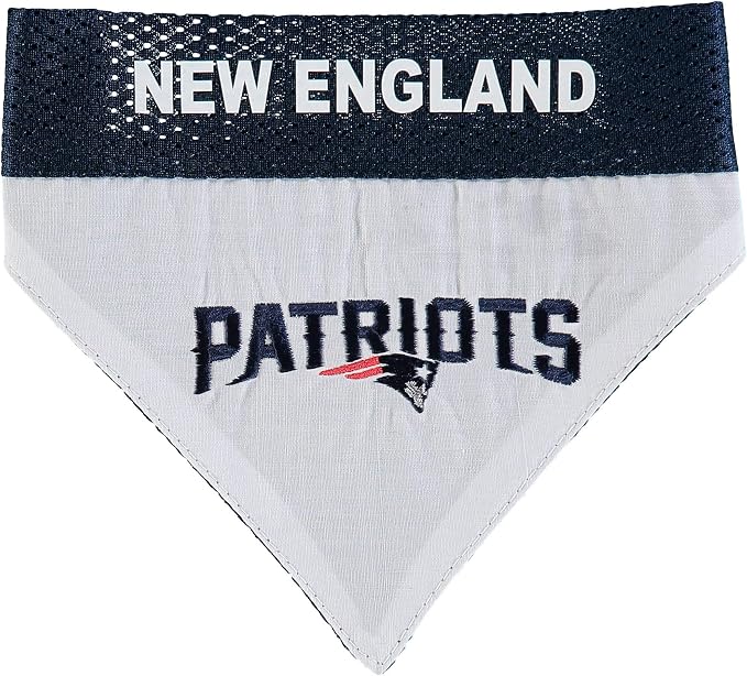 Pets First NFL DOG BANDANA - NEW ENGLAND PATRIOTS REVERSIBLE PET BANDANA. 2 Sided Sports Bandana with a PREMIUM Embroidery TEAM LOGO, Large/X-Large. - 2 Sizes & 32 NFL Teams available